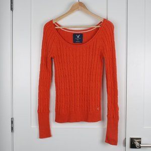 American Eagle Orange Scoop Neck Sweater M